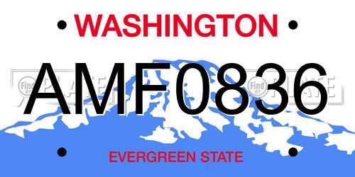 AMF0836 Washington License Plate