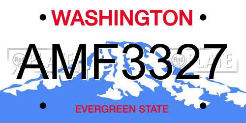 AMF3327 Washington License Plate