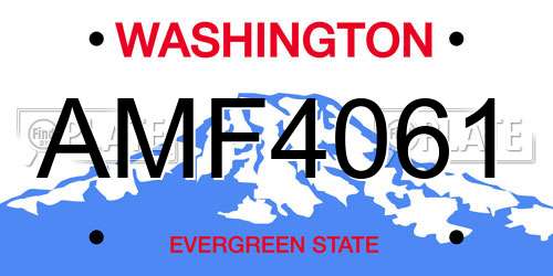 AMF4061 Washington License Plate