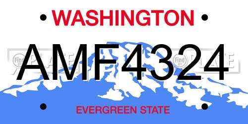 AMF4324 Washington License Plate