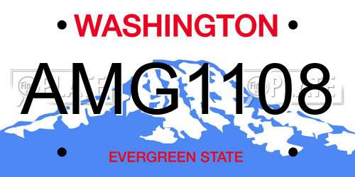 AMG1108 Washington License Plate