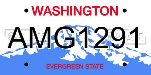 AMG1291 Washington License Plate