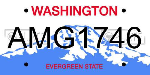 AMG1746 Washington License Plate