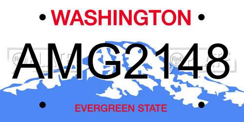 AMG2148 Washington License Plate