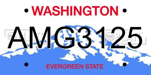 AMG3125 Washington License Plate