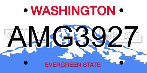 AMG3927 Washington License Plate