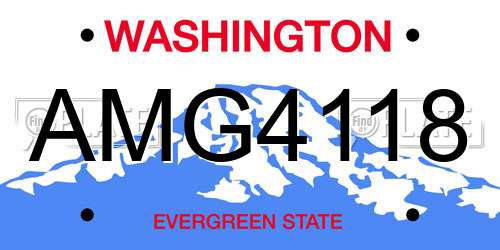 AMG4118 Washington License Plate