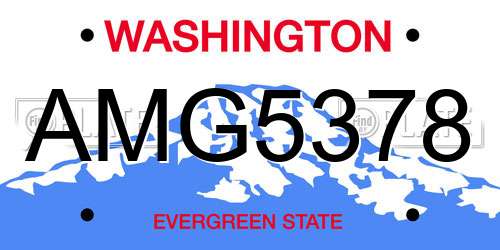 AMG5378 Washington License Plate