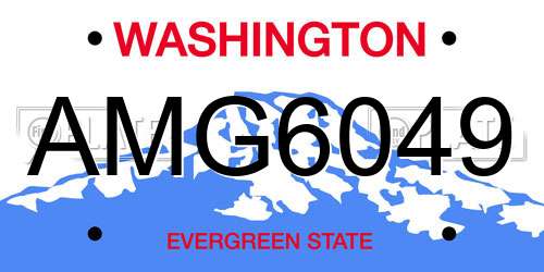 AMG6049 Washington License Plate