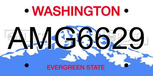 AMG6629 Washington License Plate