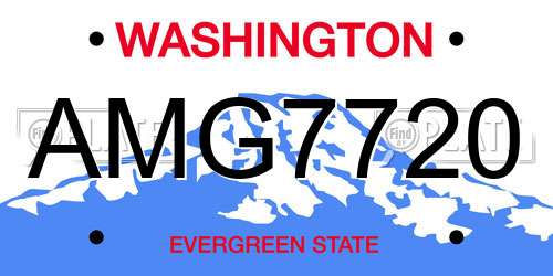 AMG7720 Washington License Plate