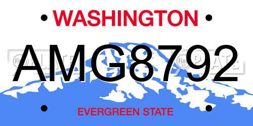 AMG8792 Washington License Plate