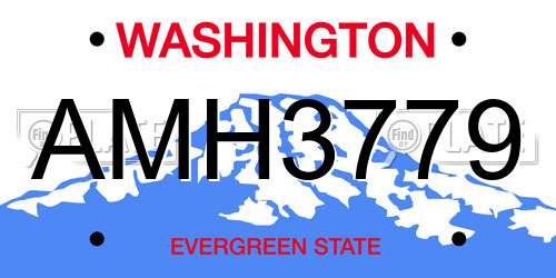 AMH3779 Washington License Plate