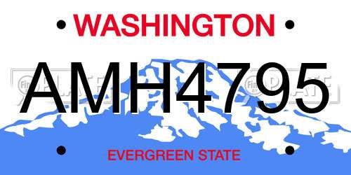 AMH4795 Washington License Plate
