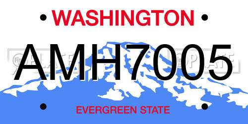 AMH7005 Washington License Plate