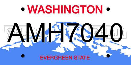 AMH7040 Washington License Plate