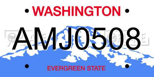 AMJ0508 Washington License Plate