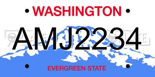 AMJ2234 Washington License Plate