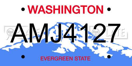 AMJ4127 Washington License Plate