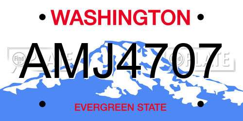 AMJ4707 Washington License Plate