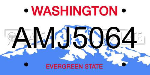 AMJ5064 Washington License Plate
