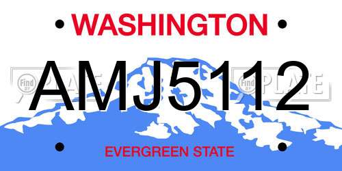 AMJ5112 Washington License Plate