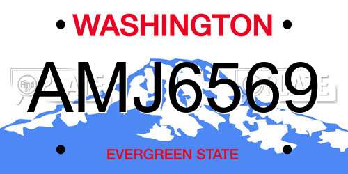 AMJ6569 Washington License Plate