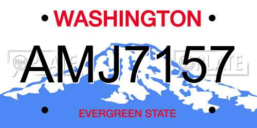 AMJ7157 Washington License Plate