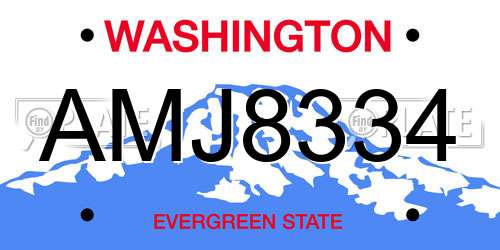 AMJ8334 Washington License Plate