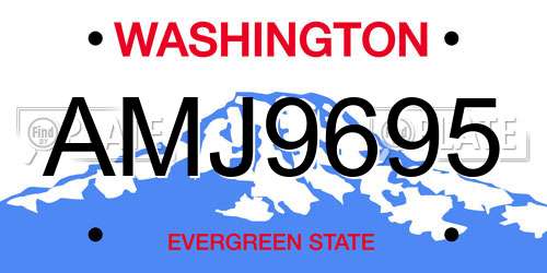 AMJ9695 Washington License Plate