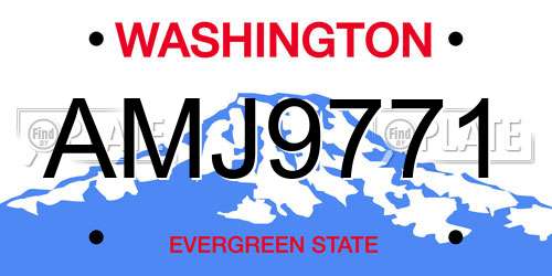 AMJ9771 Washington License Plate
