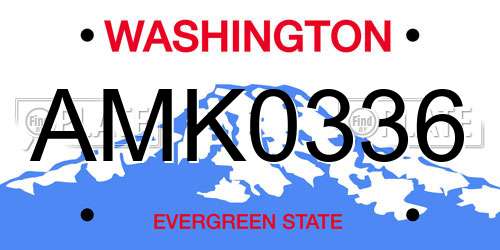 AMK0336 Washington License Plate
