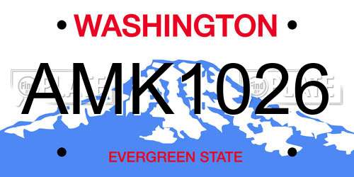 AMK1026 Washington License Plate