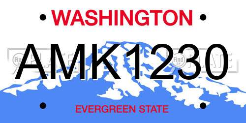 AMK1230 Washington License Plate