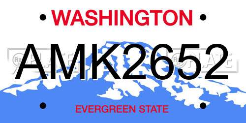 AMK2652 Washington License Plate