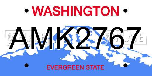 AMK2767 Washington License Plate