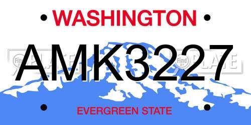 AMK3227 Washington License Plate