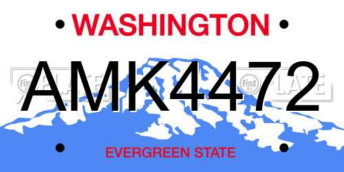 AMK4472 Washington License Plate