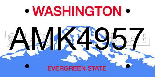 AMK4957 Washington License Plate