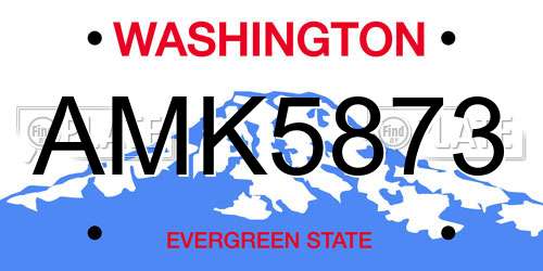 AMK5873 Washington License Plate