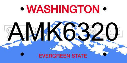 AMK6320 Washington License Plate