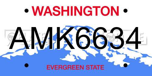 AMK6634 Washington License Plate