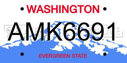 AMK6691 Washington License Plate
