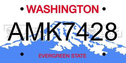 AMK7428 Washington License Plate