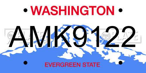 AMK9122 Washington License Plate