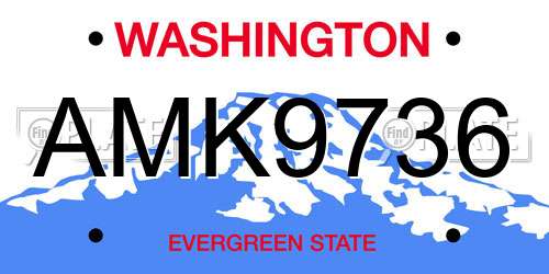 AMK9736 Washington License Plate