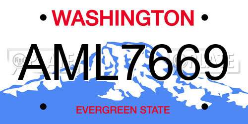 AML7669 Washington License Plate