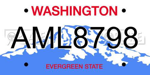 AML8798 Washington License Plate
