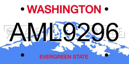 AML9296 Washington License Plate