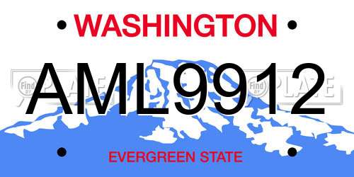 AML9912 Washington License Plate